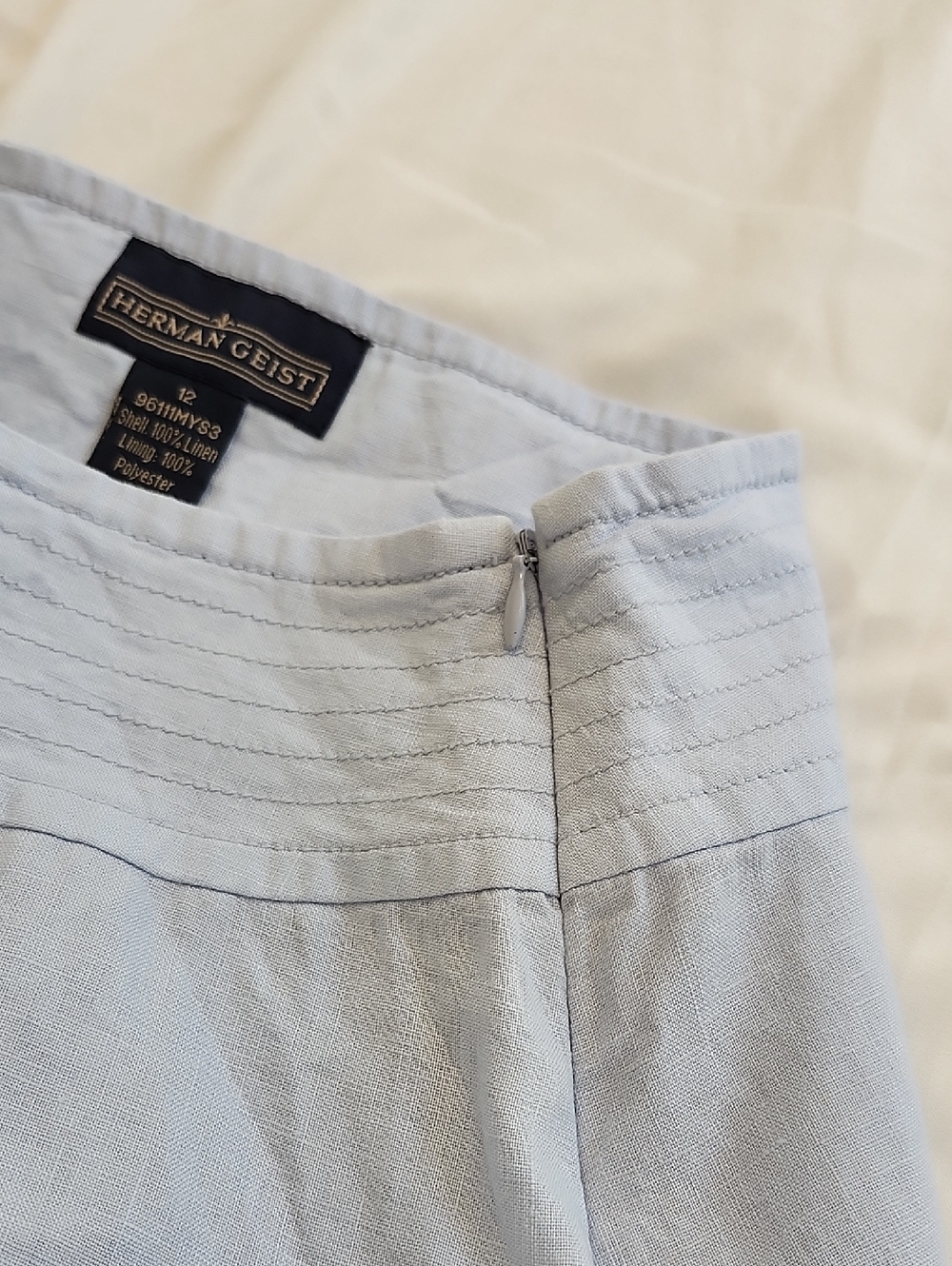 Herman Geist Linen A-line Skirt In Baby Blue - Picture 5 of 9